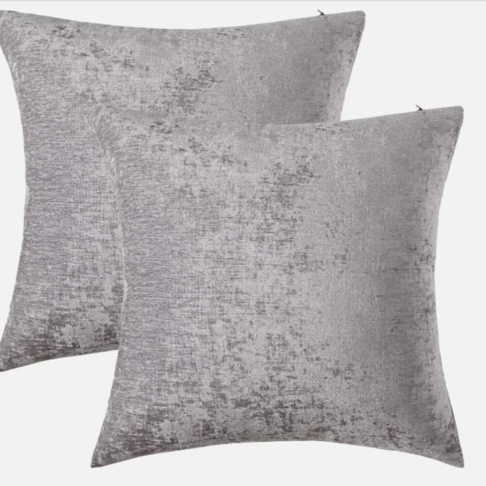 Pack of (2) Gray Chenille Throw Pillow Covers 16x16 Inch - NWOT